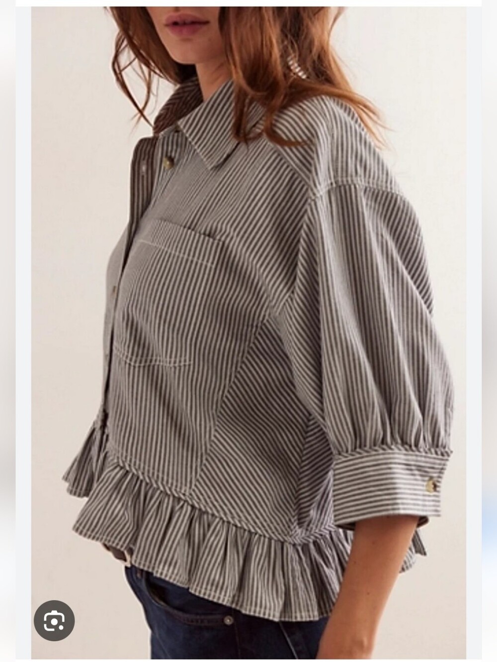 NWT Free People / We The Free Bailey Stripe Button Up Top Msrp $128